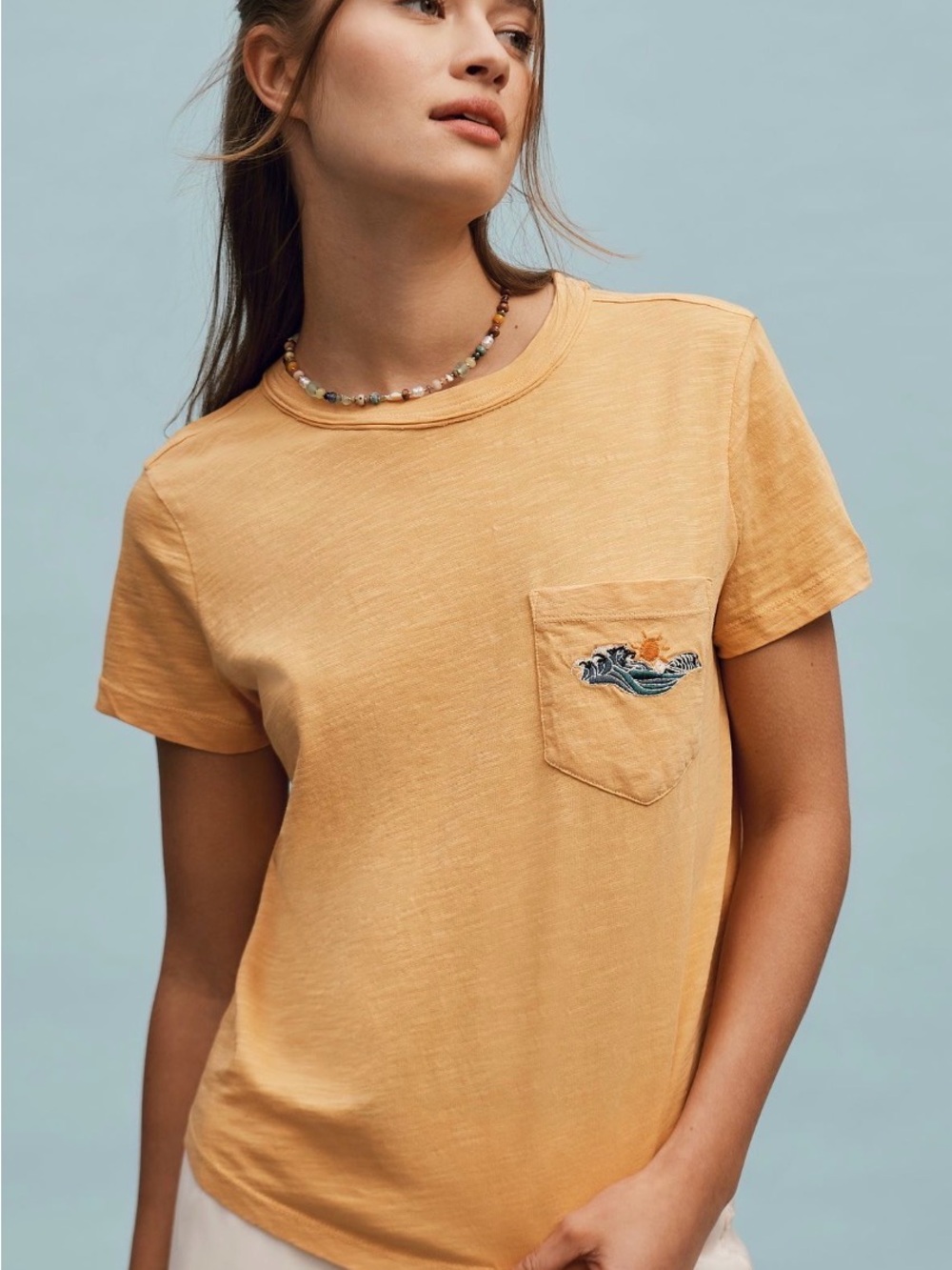 Anthropologie Pilcro Bennie Cotton-Slub Crew-Neck Short-Sleeve Tee